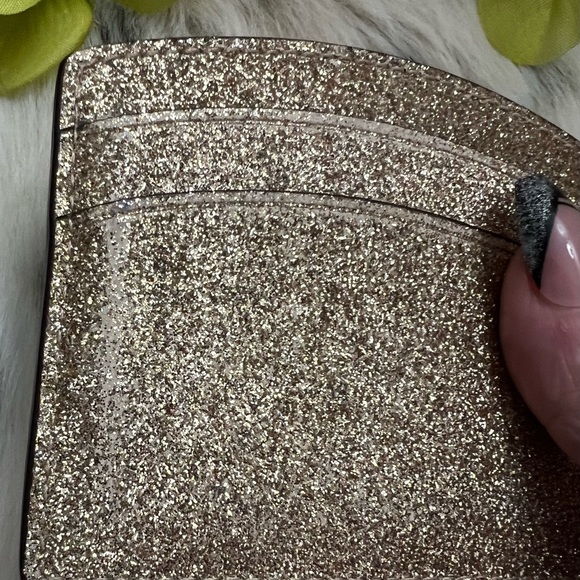 Kate Spade Gold Glitter Card Wallet - Picture 3 of 12